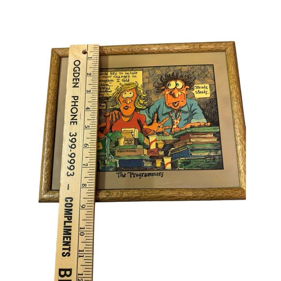 Vintage PETER PRINTS Computer Programmer Comic Strip Cartoon Print Framed Art - Picture 2 of 5
